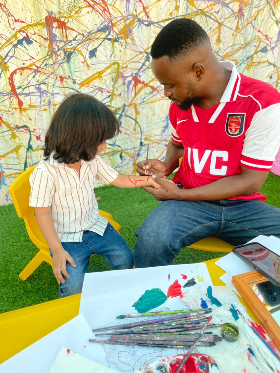 Art time with hand painting